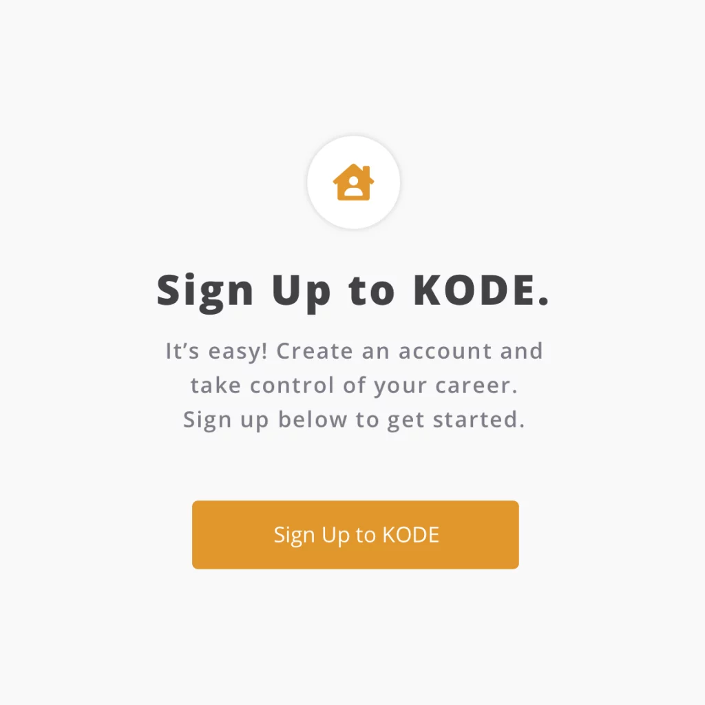 Link to the sign up page on the KODE app